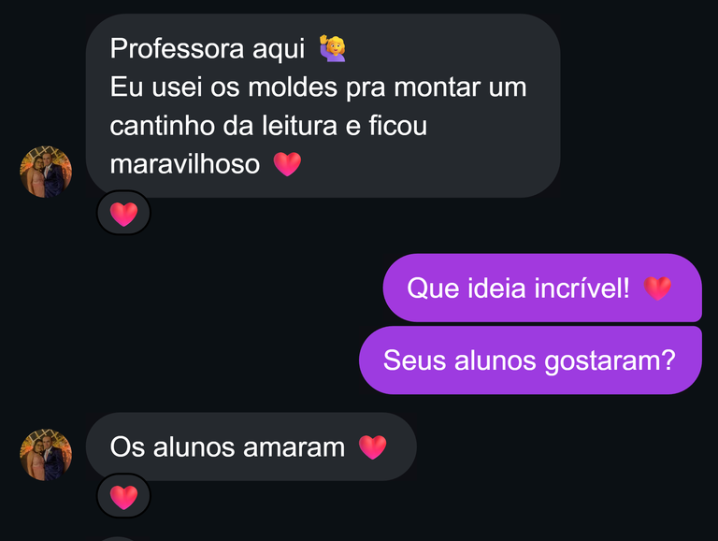 Depoimento de professora sobre os moldes de EVA